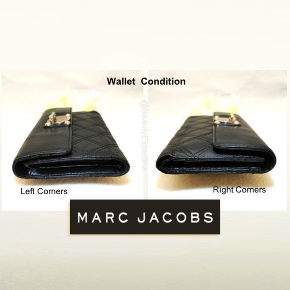 MARC JACOBS Wallet Black Genuine Leather Quilted Trifold Cards Bills Slots Bill… - Picture 7 of 11